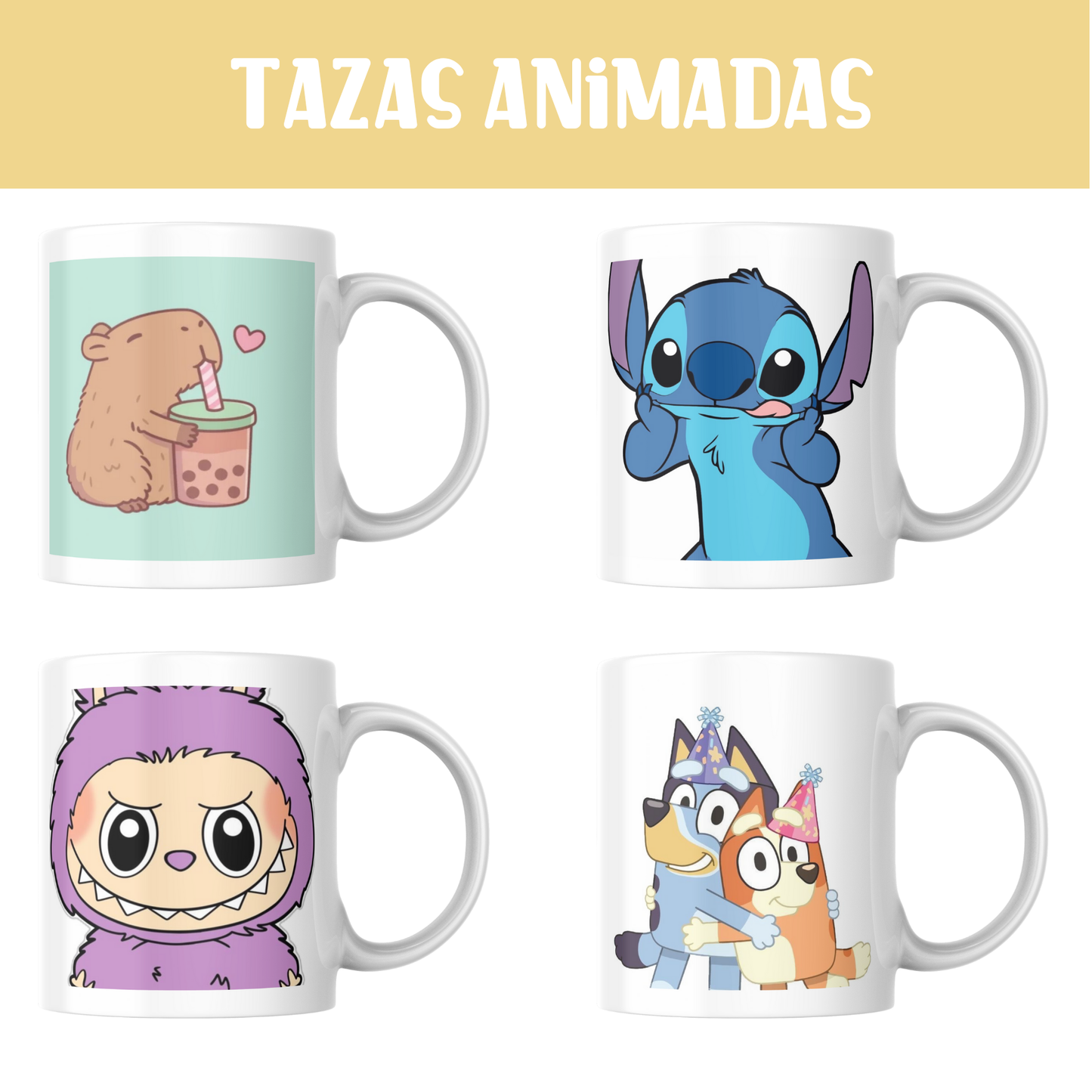 Taza animada con nombre
