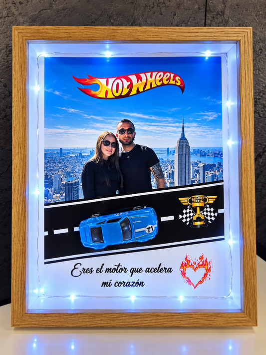 Cuadro personalizado hotwheels con luces