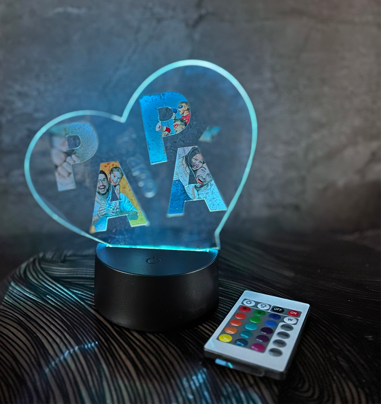 Acrílico corazón con luz