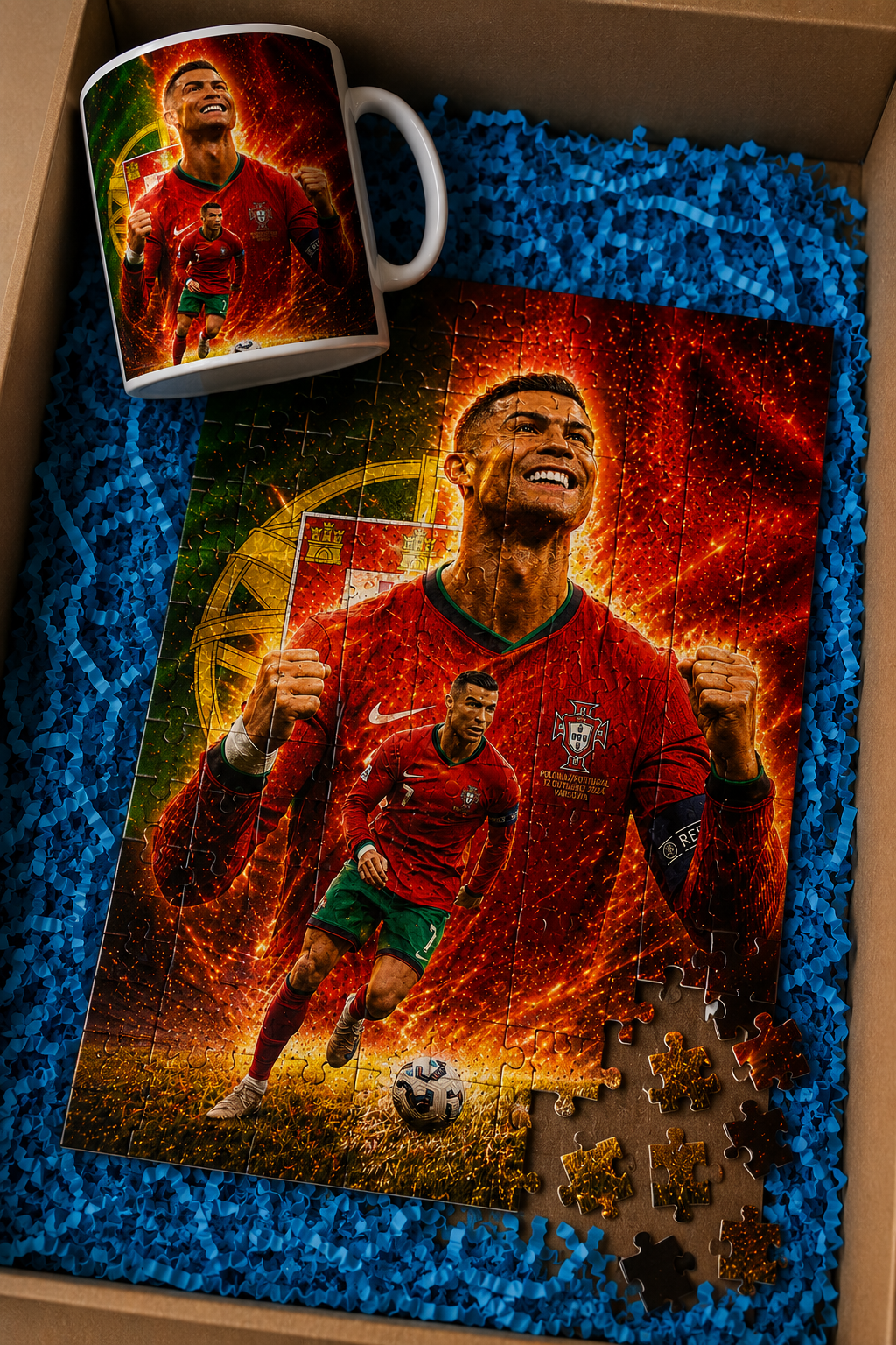 Taza + rompecabezas futbol