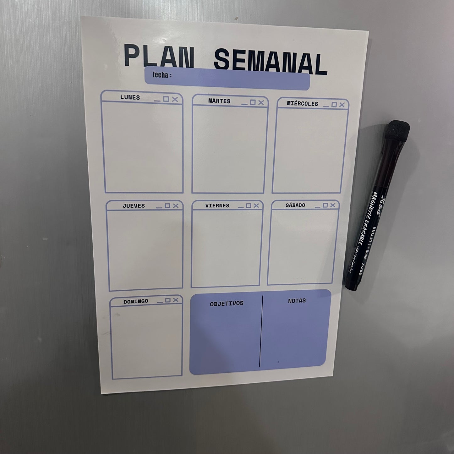 Planificador magnético y plumón