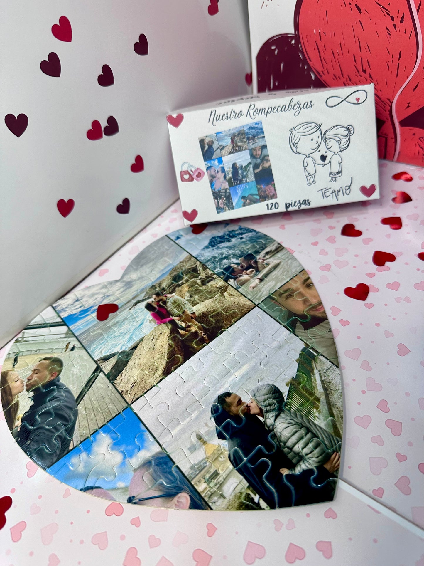 Rompecabezas corazón y cajita